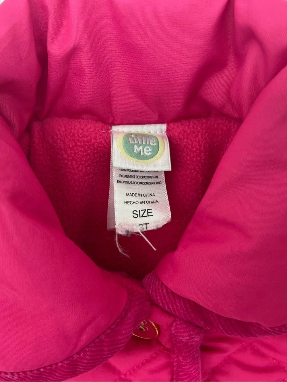 Little Me Girls Pink Winter Button Up Coat 3T